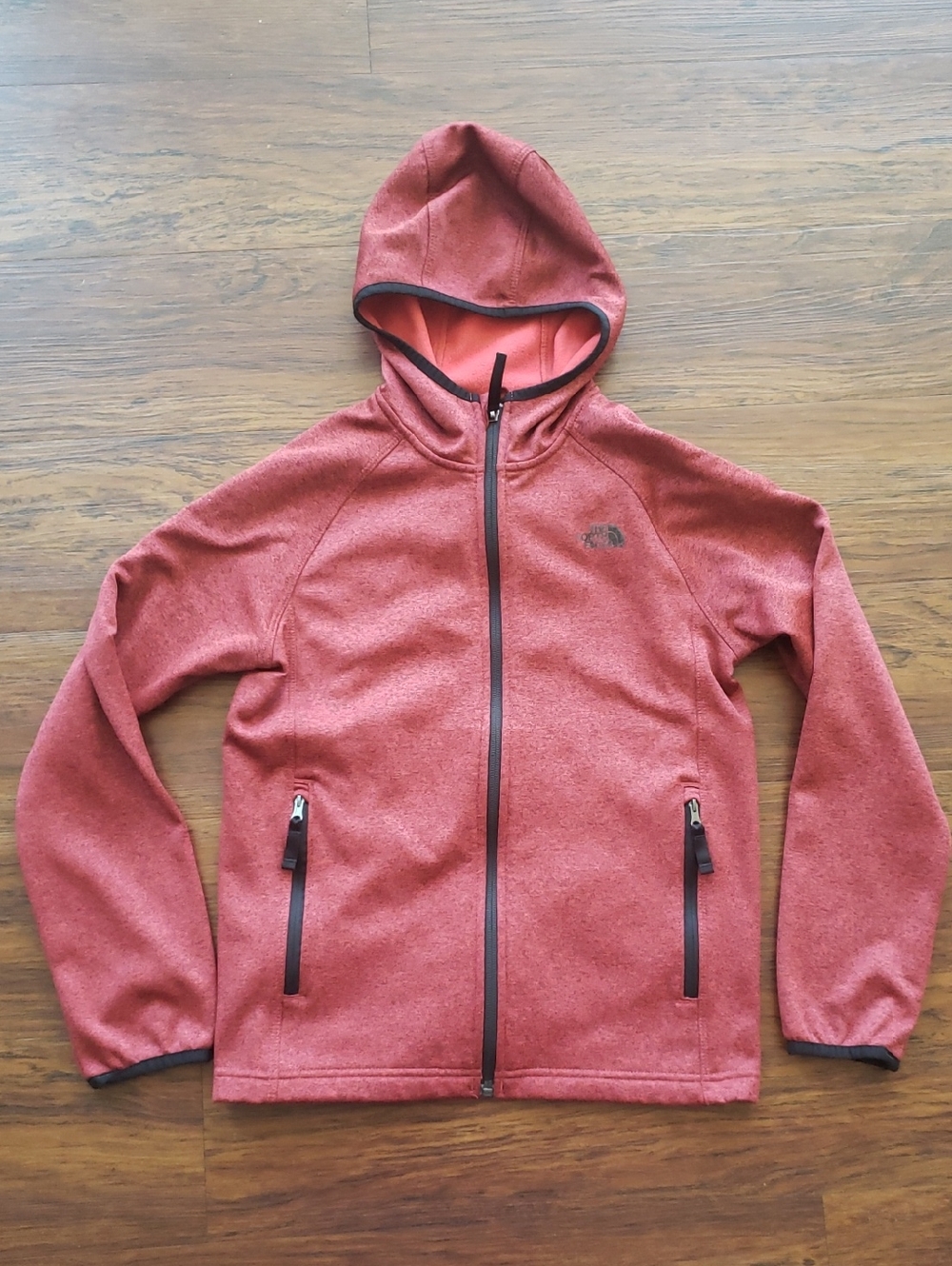 The North Face Boys Red Full-Zip Hooded Jacket Size Medium Outdoor Casual